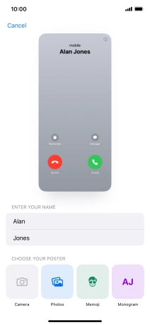 Press the required category and follow the instructions on the screen to select and save the required picture to your Contact Poster.