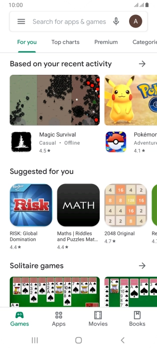 Press the search field.