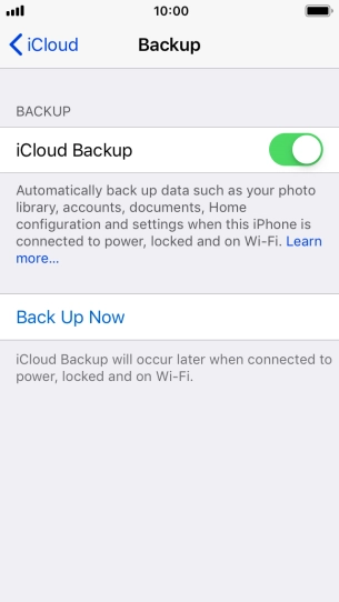 Press Back Up Now and wait while the phone memory is backed up.