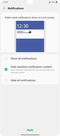 Press the required setting.