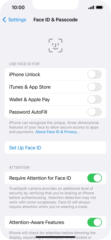 Press Set Up Face ID.