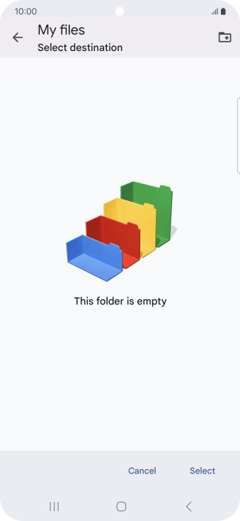 To create a new folder, press the new folder icon and follow the instructions on the screen to create a new folder.