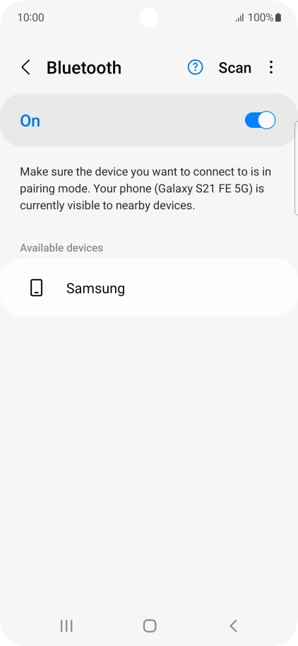 Press the required Bluetooth device and follow the instructions on the screen to pair the device with your phone.