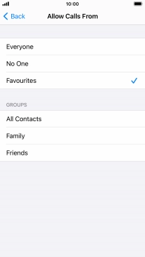 Press the required setting to select which contacts can call you even though Do Not Disturb is turned on.