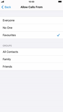 Press the required setting to select which contacts can call you even though Do Not Disturb is turned on.