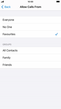 Press the required setting to select which contacts can call you even though Do Not Disturb is turned on.