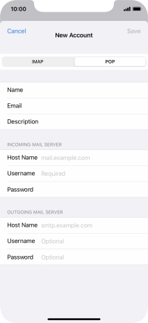 Press Host Name and key in the name of your email provider's incoming server.