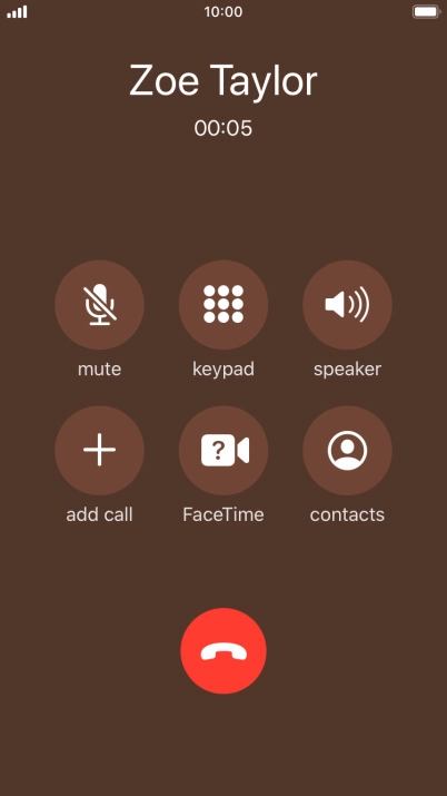 Press the end call icon to end the call.