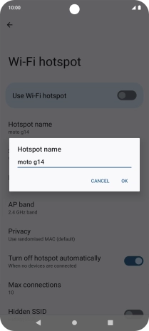 Key in the required Wi-Fi hotspot name and press OK.