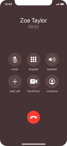 Press the end call icon to end the call.