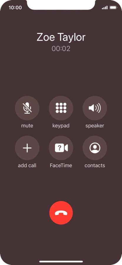 Press the end call icon to end the call.