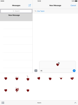 Press the send icon when you've finished your iMessage.