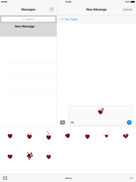 Press the send icon when you've finished your iMessage.