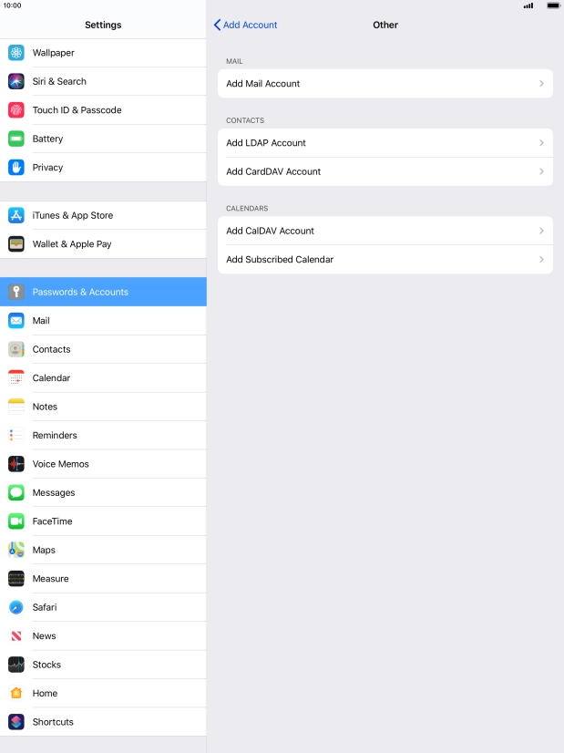 Press Add Mail Account.