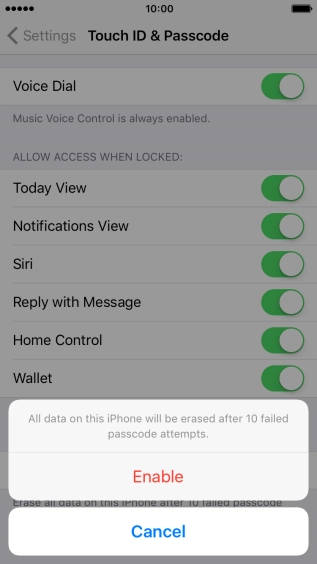 If you turn on the function, press Enable.