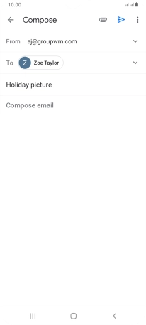 Press the text input field and write the text for your email message.