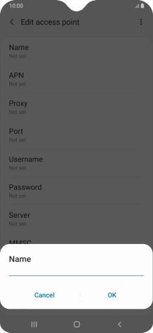 Key in Vodafone Internet and press OK.