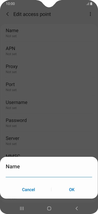 Key in Vodafone Internet and press OK.