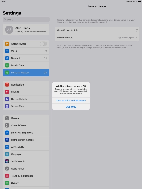 If Wi-Fi is turned off, press Turn on Wi-Fi and Bluetooth.