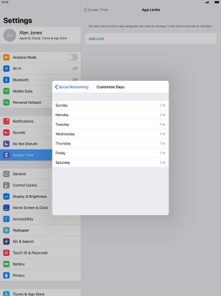 Press the required days.