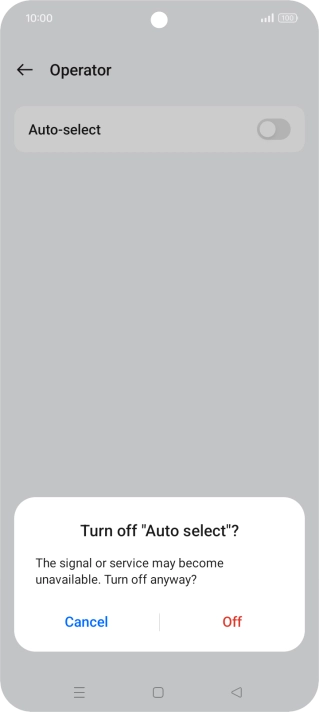Press Off to turn off the function and wait while your phone searches for networks.
