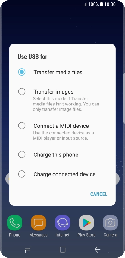 Press Transfer media files to turn on the function.