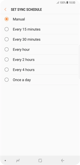 Press the required setting.
