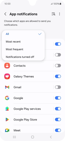 Press the required setting.