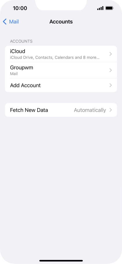 Press the name of the email account you've just set up.