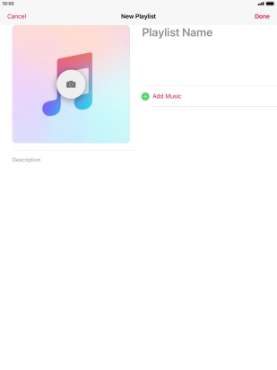 Press the text input field and key in a name for the playlist.