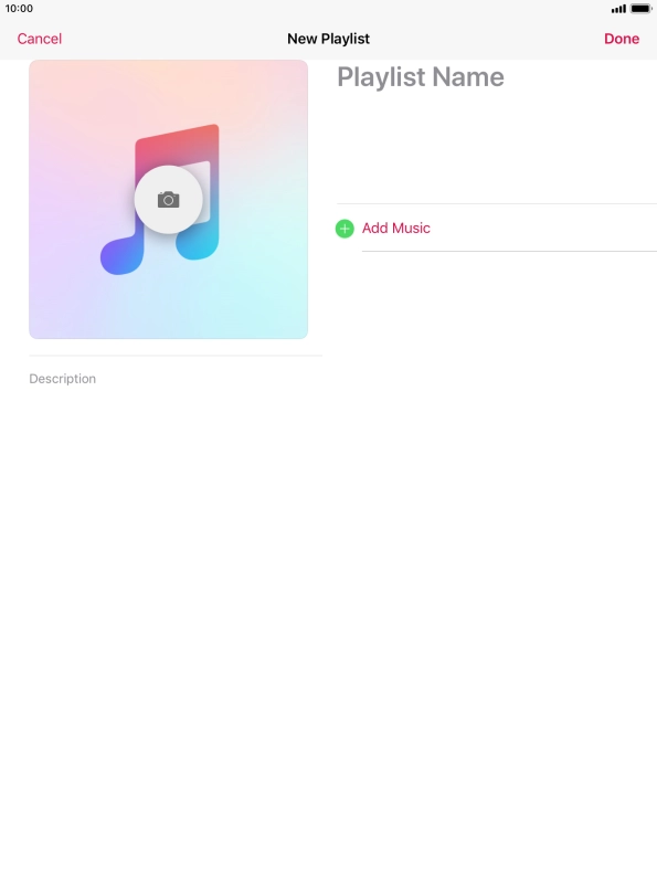 Press the text input field and key in a name for the playlist.