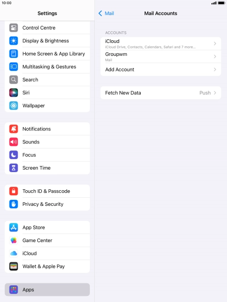 Press the name of the email account you've just set up.