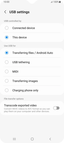 Press Transferring files / Android Auto.