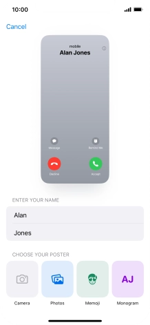 Press the required category and follow the instructions on the screen to select and save the required picture to your Contact Poster.