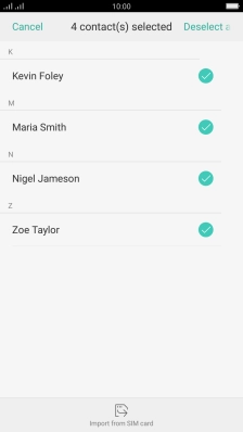 Press Import from SIM card.