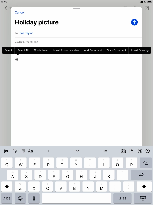 Press Insert Photo or Video and follow the instructions on the screen to attach a picture or a video clip.