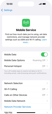 Press Mobile Data Options.