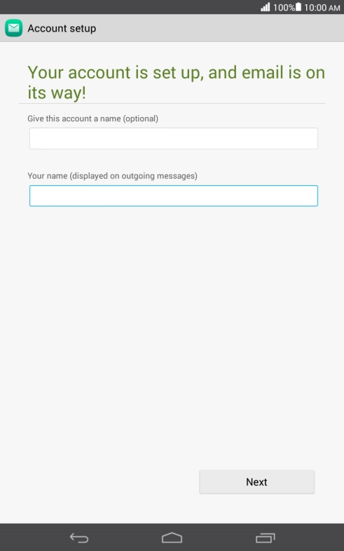 Key in the required sender name and press Next.