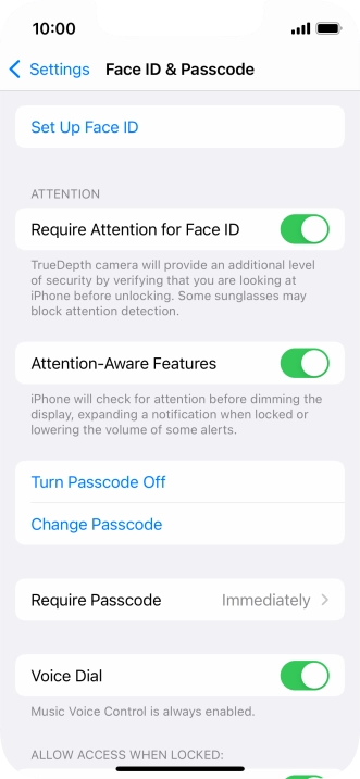 Press Turn Passcode Off and key in the phone lock code.
