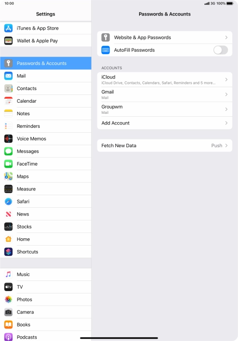 Press the required account.