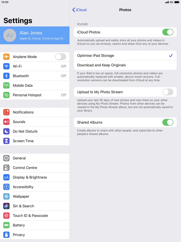 Press the indicator next to 