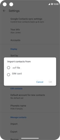 Press the name of the SIM.