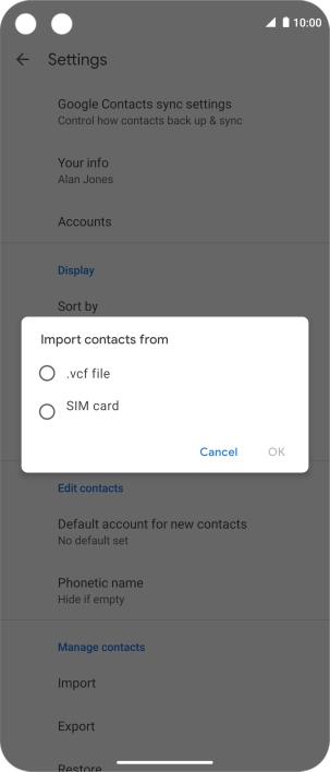 Press the name of the SIM.