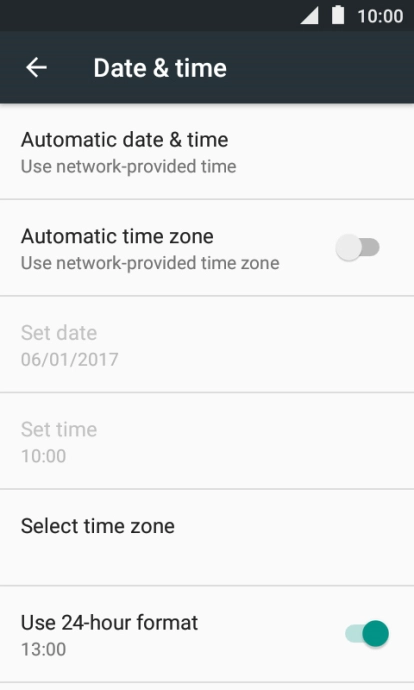 Press Automatic time zone to turn on the function.
