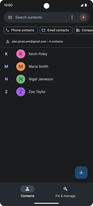 Press the required contact.