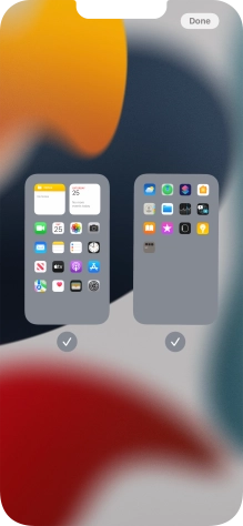 Press the fields below the required home screens to select or deselect them.
