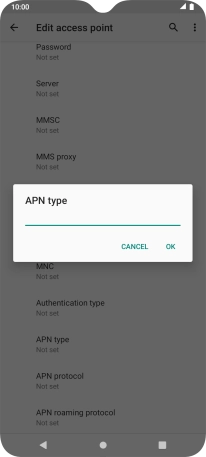 Key in default and press OK.