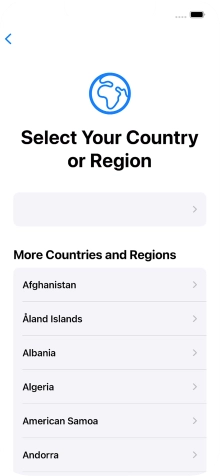 Press the required country or area.