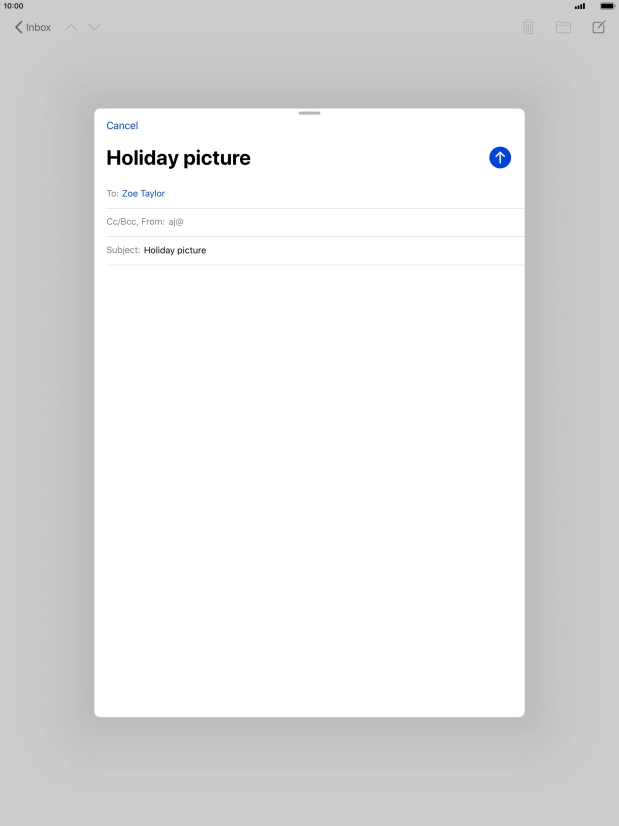 Press the text input field and write the text for your email message.