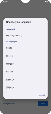 Press the required language.